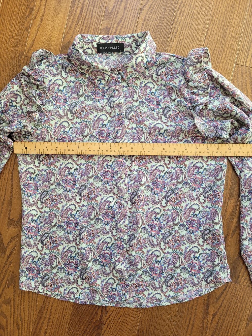 Lofty Manner Paisley Ruffle Shoulder Button-Up Blouse Size Small - Picture 4 of 8